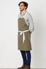 Cross-Back Chef Apron, Wrinkle Resistant, Olive with White Straps, Poly-Cotton