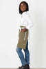 Bistro Middly Apron, Wrinkle Resistant, 20"L, Olive Green with White Straps, Poly-Cotton