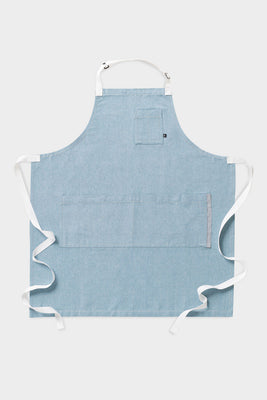 Cross-Back Chef Apron, Powder Blue with White Straps, 34"L x 30"W, Men or Women