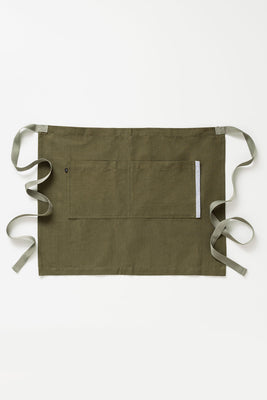 Server Waist Apron, 100% Cotton, Olive Green, Tan Straps, Outline Photo, Volume Discounts, 5-Star Rated by Customers, Best Reviews | Olive / Tan / Bistro Middly