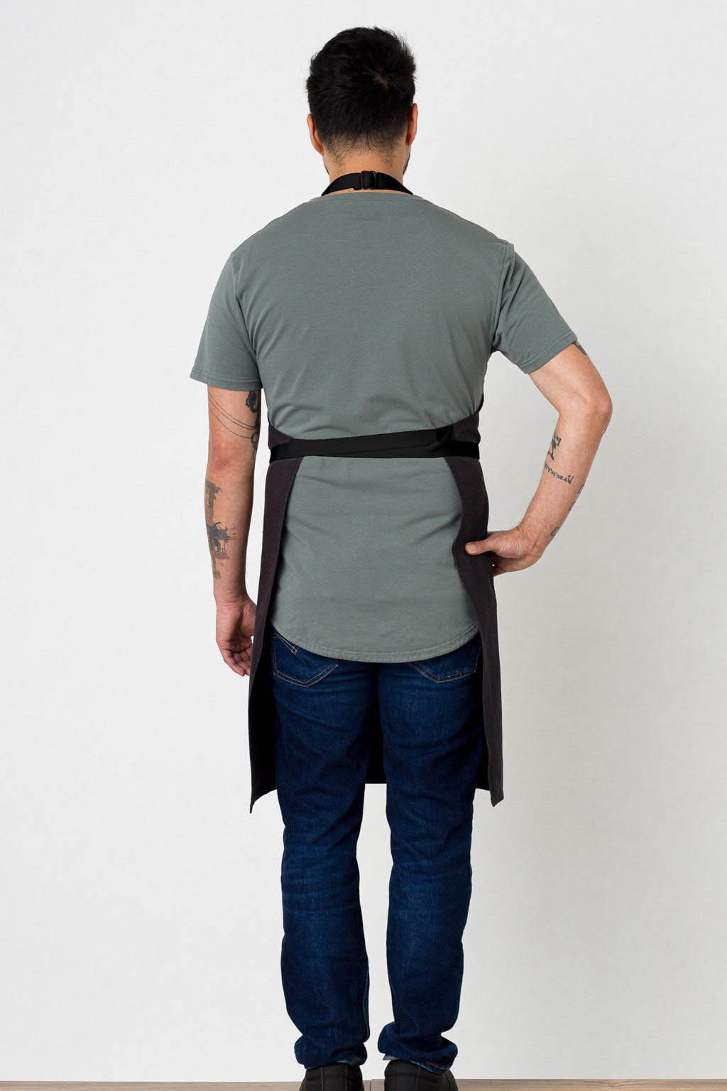 Classic Chef Apron, Wrinkle Resistant, Black, Rear View, Volume Discounts, Quick Ship, Best Reviews