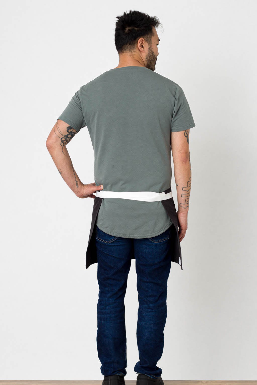 Server Waist Apron, Poly-Cotton, Black, Rear View, Volume Discounts