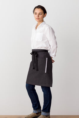 Bistro Middly Apron, 20"L, Charcoal Black with Black Straps, Men and Women