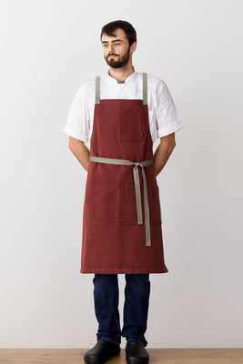 Cross Back Chef Apron Maroon Burgundy Red Reluctant Threads Best Reviews