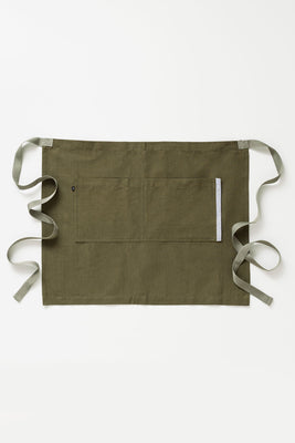 Bistro Middly Apron, 20"L, Olive with Tan Straps, Men or Women