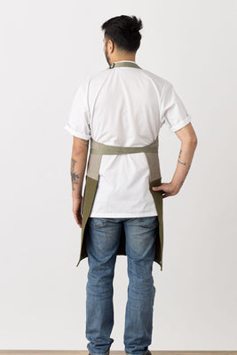 Chef Apron Two Tone, Olive Green and Tan, Classic Bib, Restaurant Industry Pricing, Cool Hip, Men, Women