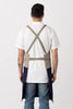 Cross-Back Chef Apron Navy Blue and Tan, Cool, Comfortable, Men, Women, No strain on neck and shoulders