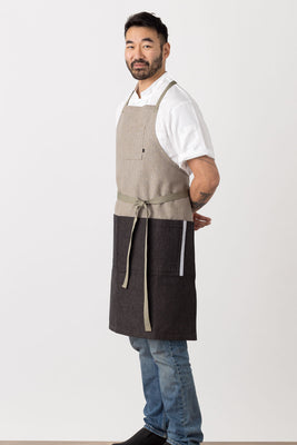 Cross-Back Chef Apron Unisex Modern Tan, Black, Cool, Comfortable, Restaurant Quality Best Reviews Industry Pricing