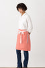 Server Waist Half Apron, Medium Length, Waitress, Waiter, Bartender, Restaurant, Bistro Middly Apron, 20"L, Coral Pink with White Straps, Men and Women-Reluctant Threads